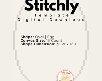Plantilla de puntada con forma ovalada y de huevo - Descarga digital - Lienzo de 13 piezas - 7,6 cm de ancho x 10,16 cm de alto