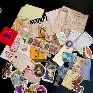 Kit de colagem de itens vintage faça você mesmo – Pacote de diário de sucata e álbum de recortes com 40 peças
