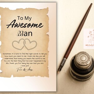 Una sincera carta de amor para él, regalos del día de San Valentín, para novio, regalo para esposo, tarjeta del día de San Valentín, regalo especial para él
