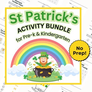 Paquete de actividades para preescolar y jardín de infantes de San Patricio: trazado, correspondencias, vocales, clasificación, patrones, coloreado/marzo