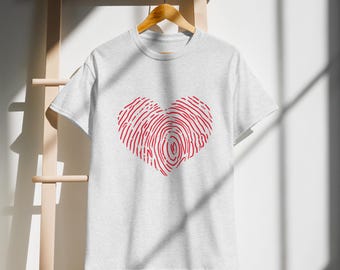 DryBlend® Valentine T-Shirt – Unique Thumbprint & Handprint Design, Moisture-Wicking, Classic Fit