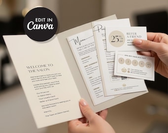 Salon Client Welcome Packet Template: Minimalist Canva Design (Digital Download)