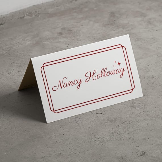 Burgundy Place Cards Template. Printable name card. Editable Canva file, digital download.