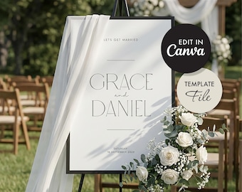 Wedding Welcome Sign Template. DIY ceremony decor. Editable Canva file. Instant Download.