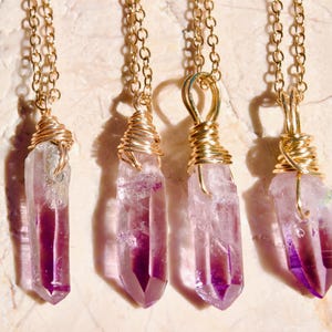 Vera Cruz Amethyst Pendant | Wire Wrapped Vera Cruz Amethyst Necklace | Gold Crystal Jewelry