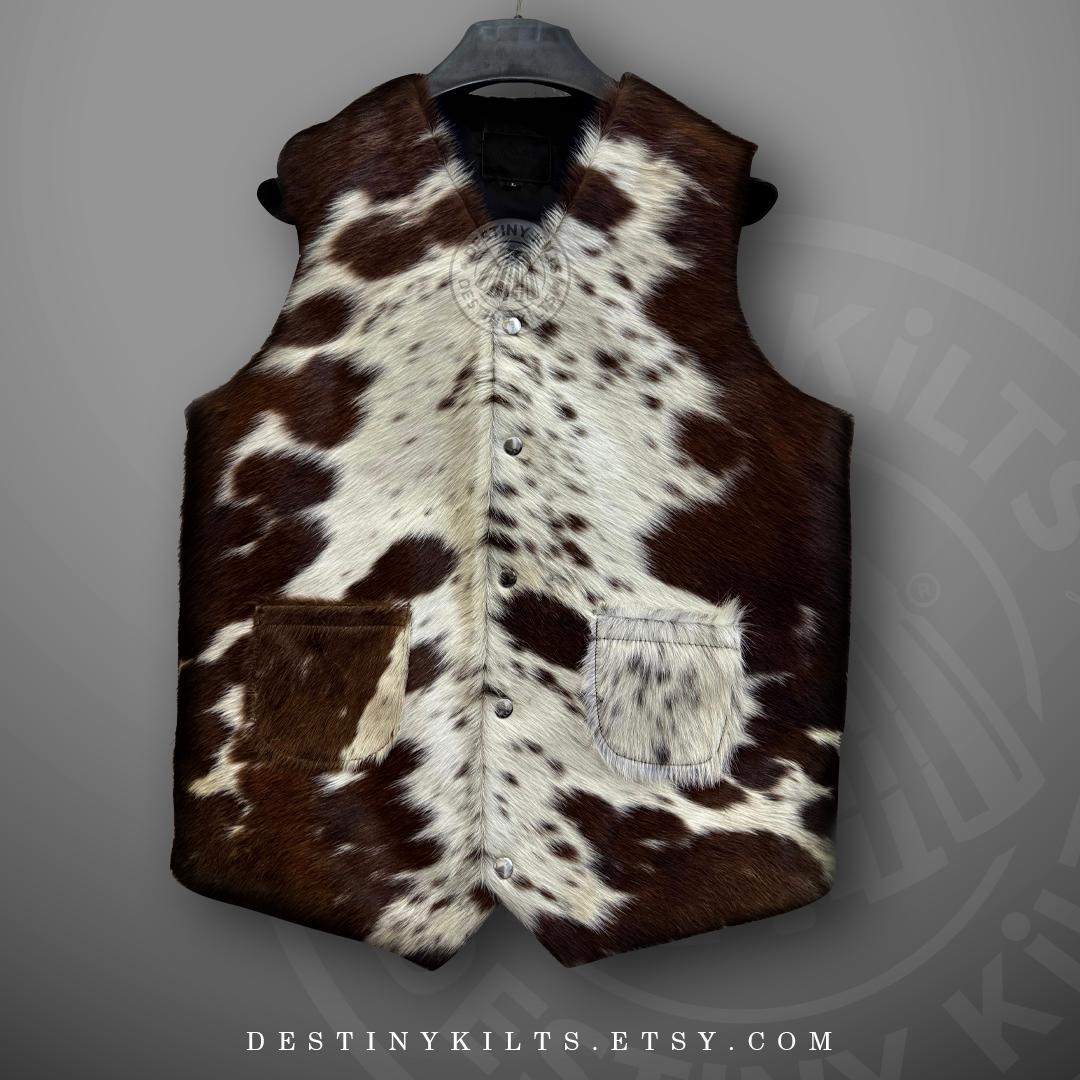 Handmade Cowhide Leather Vest | Rustic Western Rodeo Outfit - Etsy
