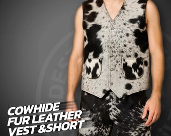Handmade Cowhide Vest and Shorts Set – Western Rodeo Outfit