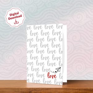 Afdrukbare Valentijnsdagkaart, gevouwen valentijnskaart, kaart met persoonlijke boodschap, valentijnskaart, opvouwbare kaart van 5 x 7, print 8,5 x 11, gratis cadeaukaartje