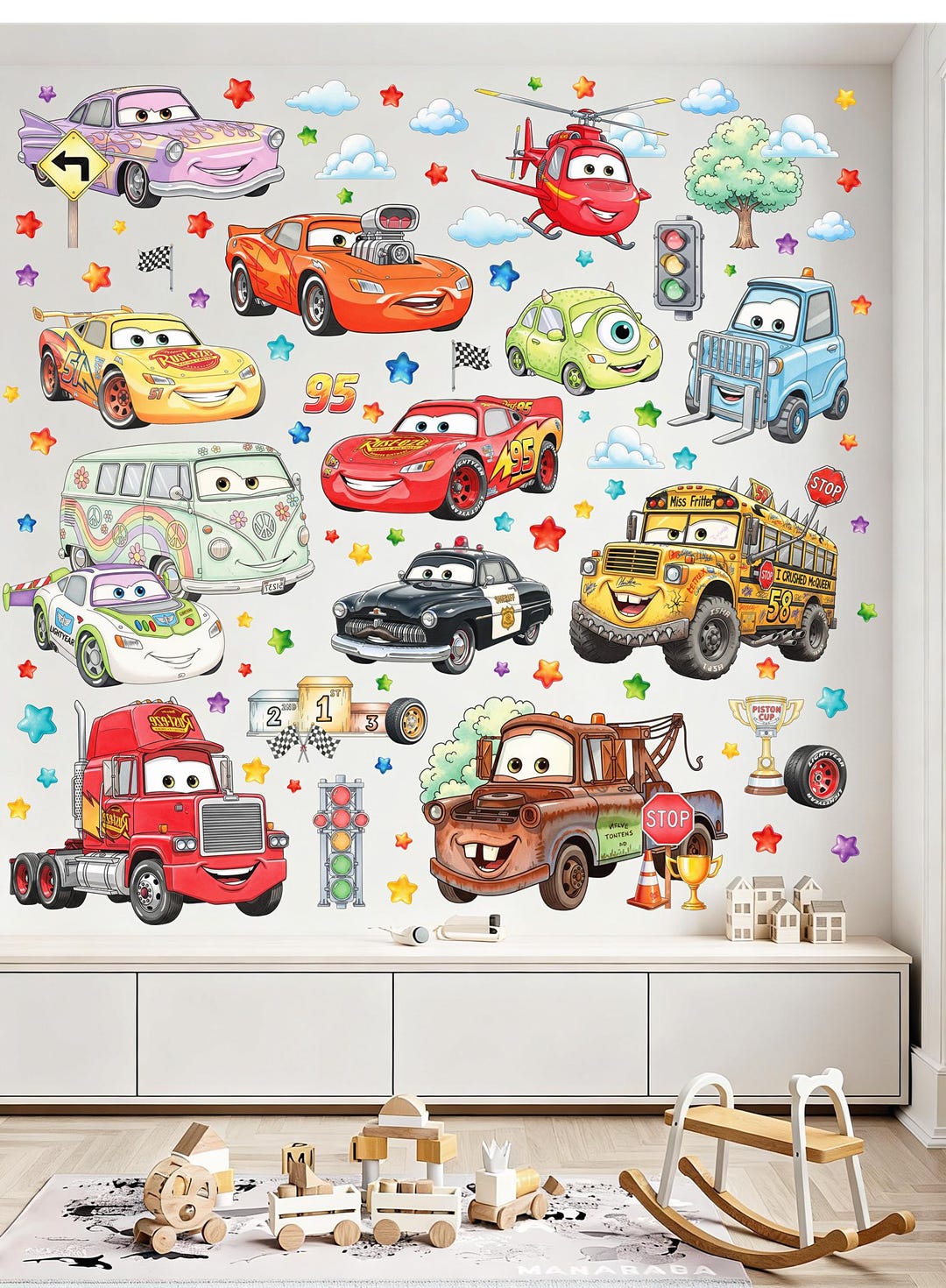 The Cars Wall Decals, Kids Room Decor, Removable Vinyl Stickers Car ...