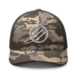 Three Arrows Hat – Embroidered Iron Front Camouflage Trucker Cap