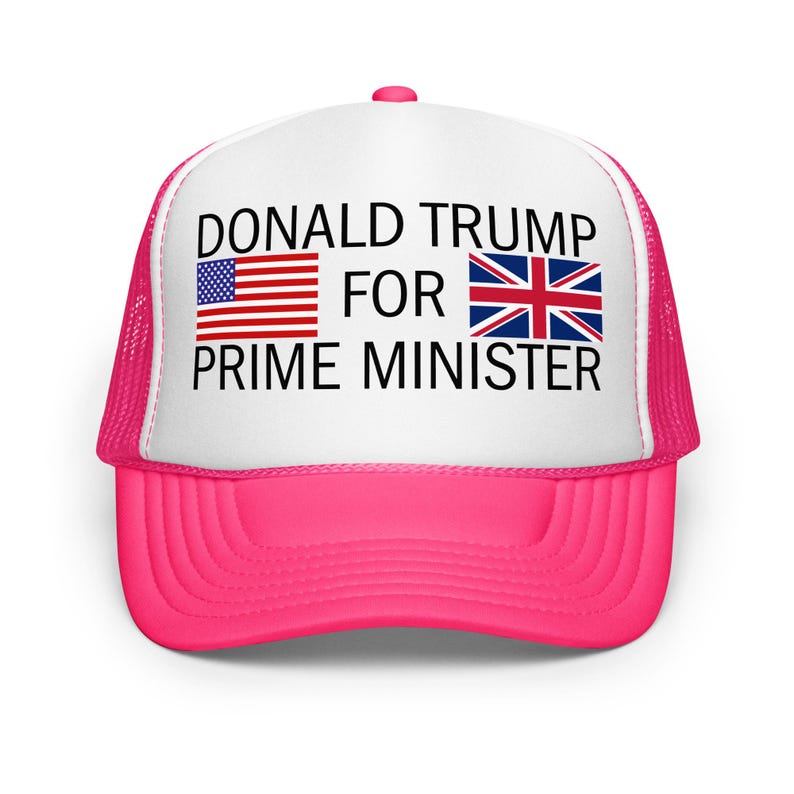 Donald Trump for Prime Minister Hat – Funny Political USA UK Flag Trucker Cap
