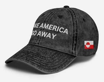 Gorra bordada premium "Make America Go Away" (con bandera de Canadá, Groenlandia o personalizada)