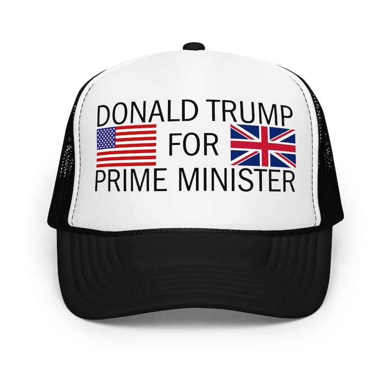 Donald Trump for Prime Minister Hat – Funny Political USA UK Flag Trucker Cap