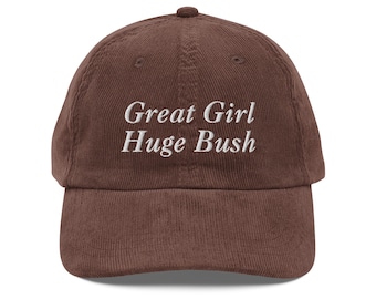 Great Girl Huge Bush Hat – Embroidered Vintage Corduroy Cap