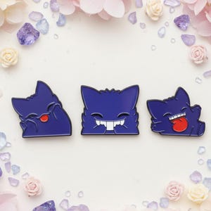 Gengar Expression Enamel Pins Set, Mischievous Ghost Anime Hard Enamel Brooches for Backpacks Jackets