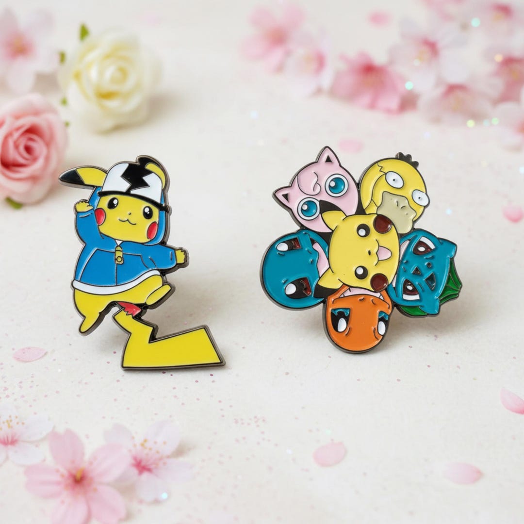 Collette Pin Handcrafted Anime Enamel Pins, Pikachu Hoodie & Multi-character ...