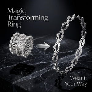 Transforming Ring Bracelet, Adjustable Metal Statement Jewelry, Unisex Design