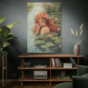 Whimsical Wall Art: The Whispering Water Nymph Canvas, Enchanting Fairycore Decor