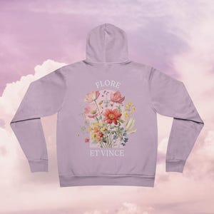 Premium Flore et Vince Latin Floral Hoodie, Aesthetic Botanical Sweatshirt, Vintage, Cottage core, Flower Hoodie