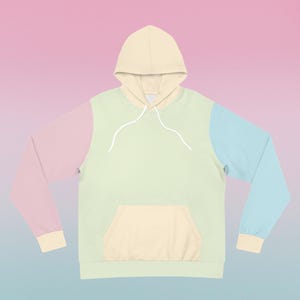 Pastel Color Block Hoodie, Aesthetic Oversized Hoodie, Soft & Cozy Unisex Hoodie, Kawaii Pastel Hoodie, Streetwear AOP Hoodie, Y2K