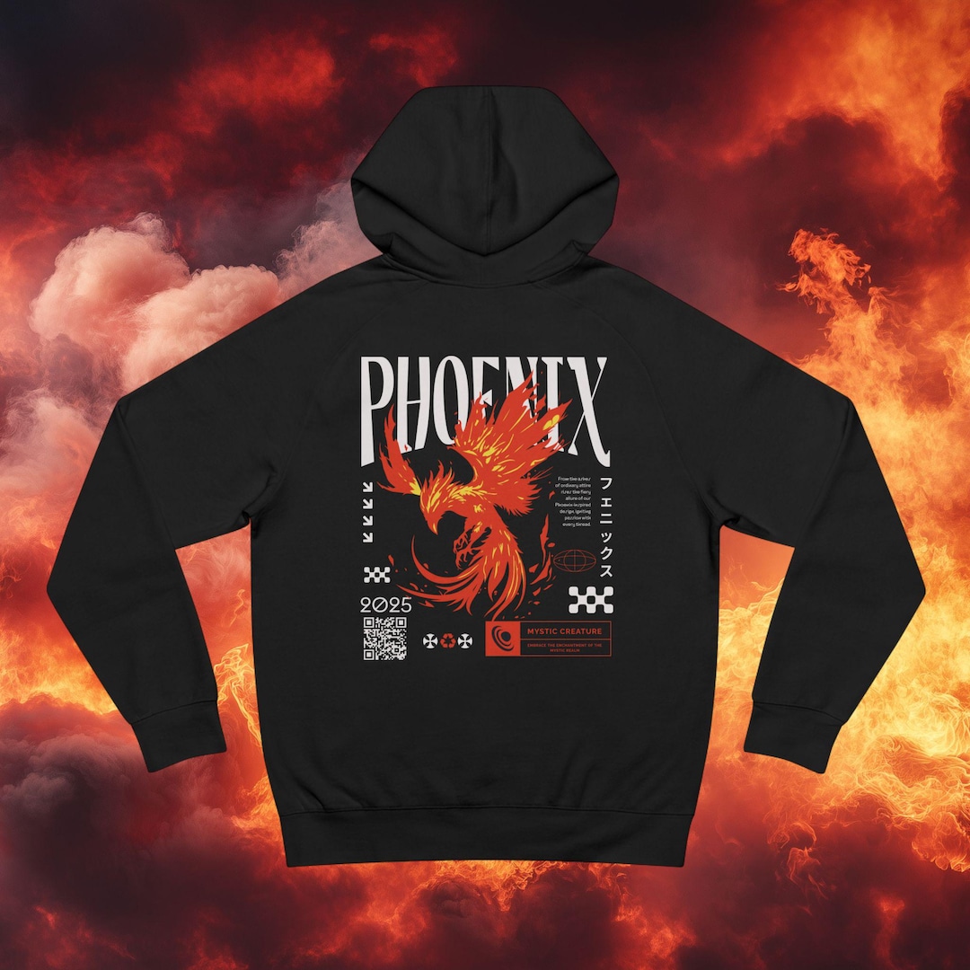 Mystical Phoenix Hoodie: Japanese Streetwear, Gothic Fashion - Etsy