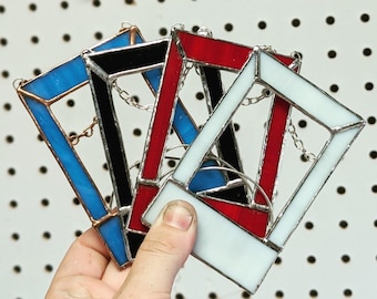 Instax mini/portemonnee foto 2 x 3 gebrandschilderd glas hangend fotolijstje