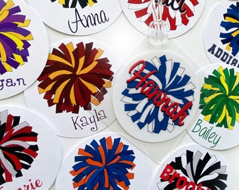 Cheer Team Gifts | Cheerleading Bag Tags | Pom Pom Tag | Dance Team Tags | Pom Squad Gift