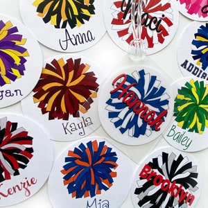 Cheer Pom Squad Name Bag Tags for Team or Girl Gifts