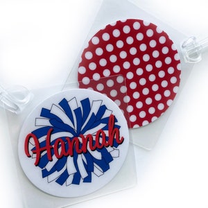 Cheerleader Bag Tag, Cheer Tag, Pom Pom Cheer Tag