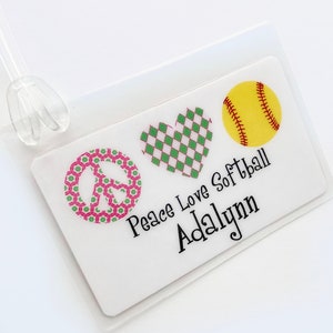 Softball Bag Tag Softball Party Favor Softball Girl Gift Softball Gift Softball Team Gift Softball Mom Gift  Bat Bag Tag Softball Gift