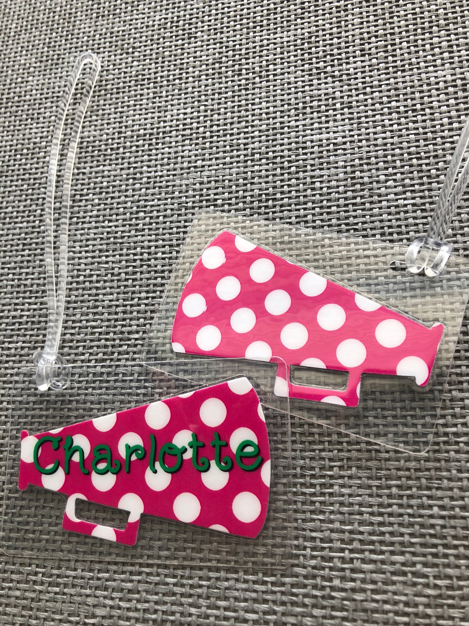 Megaphone Bag Tag Polka Dot Megaphone Cheer Bag Tag Etsy