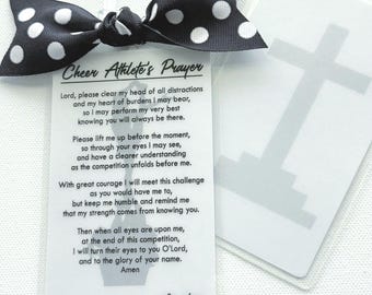Cheerleader Christian Prayer Bag Tag, Faith Based Team Gift (Polka Dot Bow)