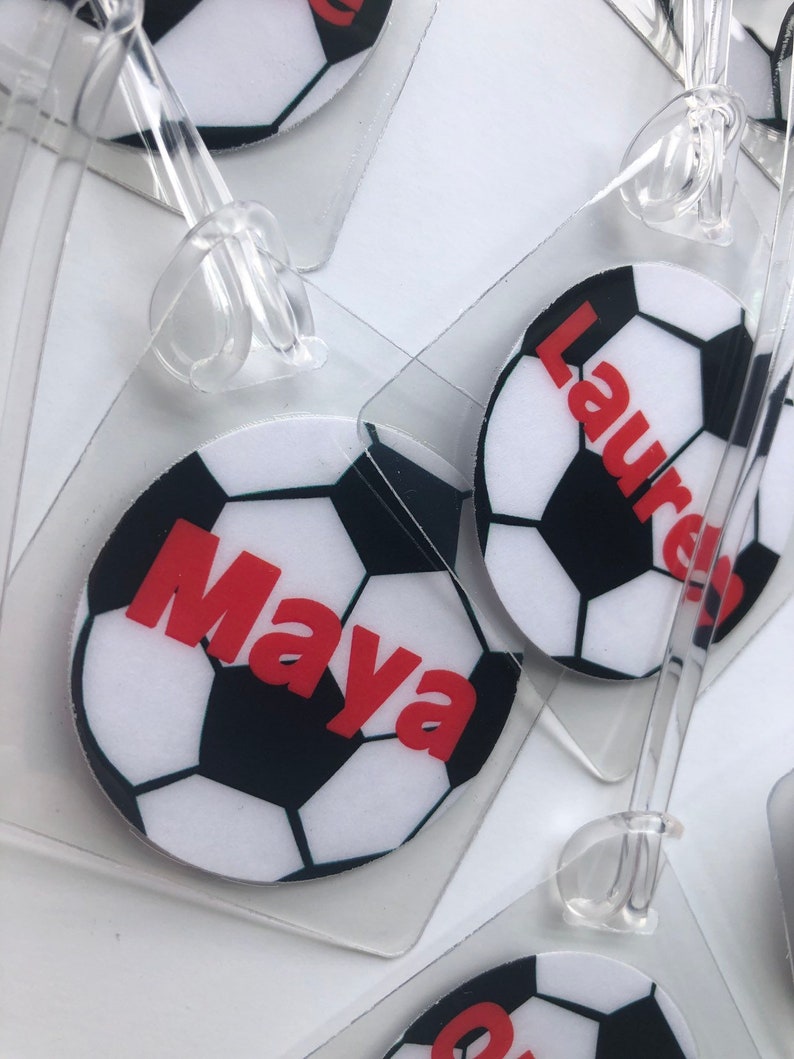 Soccer Bag Tag Soccer Party Favor Personalized Soccer Name Tag Etsy