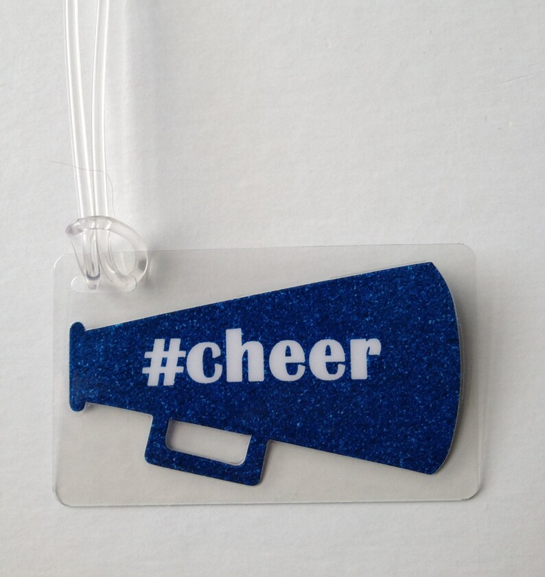 Bling Cheerleading Bag Tag Glitter Cheer Bag Tag Megaphone Etsy