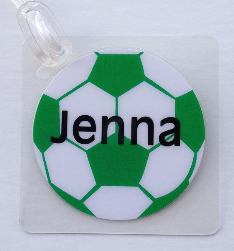 Soccer Bag Tag Soccer Party Favor Personalized Soccer Name Tag Etsy