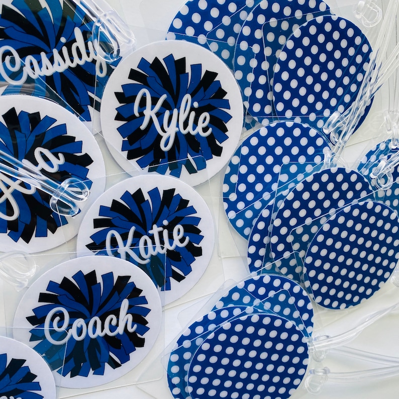 Dance Team Tags Pom Pom Team Tag Pom Squad Gift Cheer Team Gifts Pom Pom Tag Cheerleader Luggage Tag Cheerleading Bag Tags