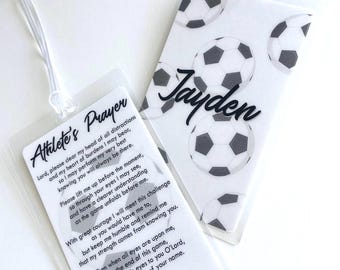 Soccer Personalized Prayer Bag Tag: Christian Athlete Team Gift