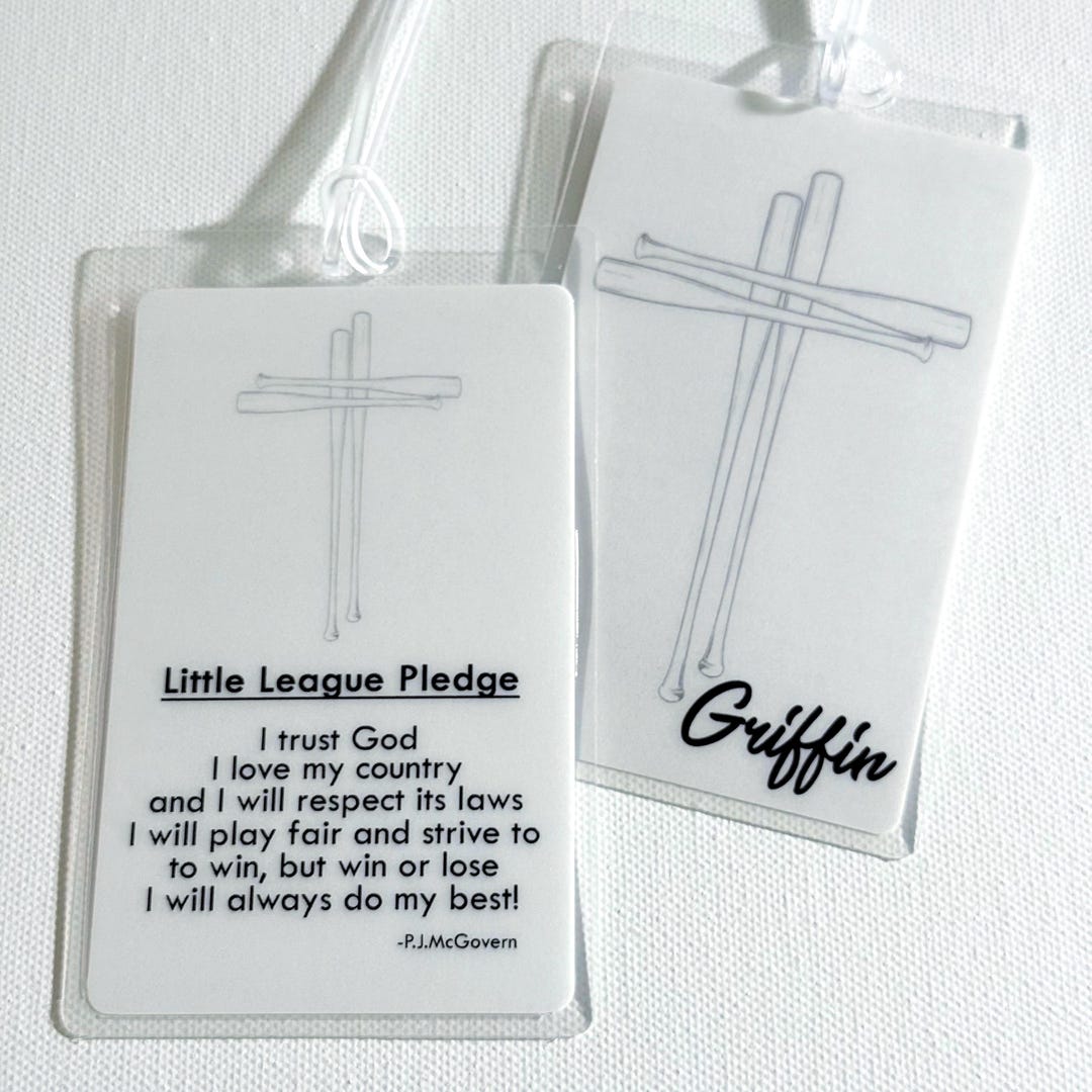 Little League Pledge Personalized Prayer Bag Tag: Baseball Athlete Gift ...