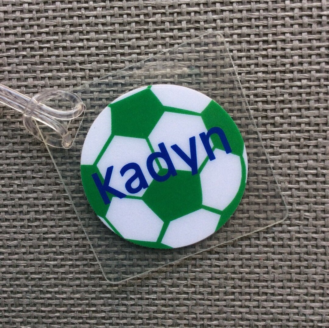 Soccer Bag Tag, Personalized Soccer Tag, Soccer Team Gift, Soccer Ball