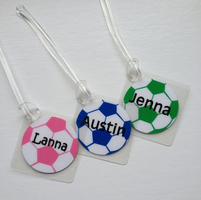 Soccer Bag Tag Soccer Party Favor Personalized Soccer Name Tag Etsy