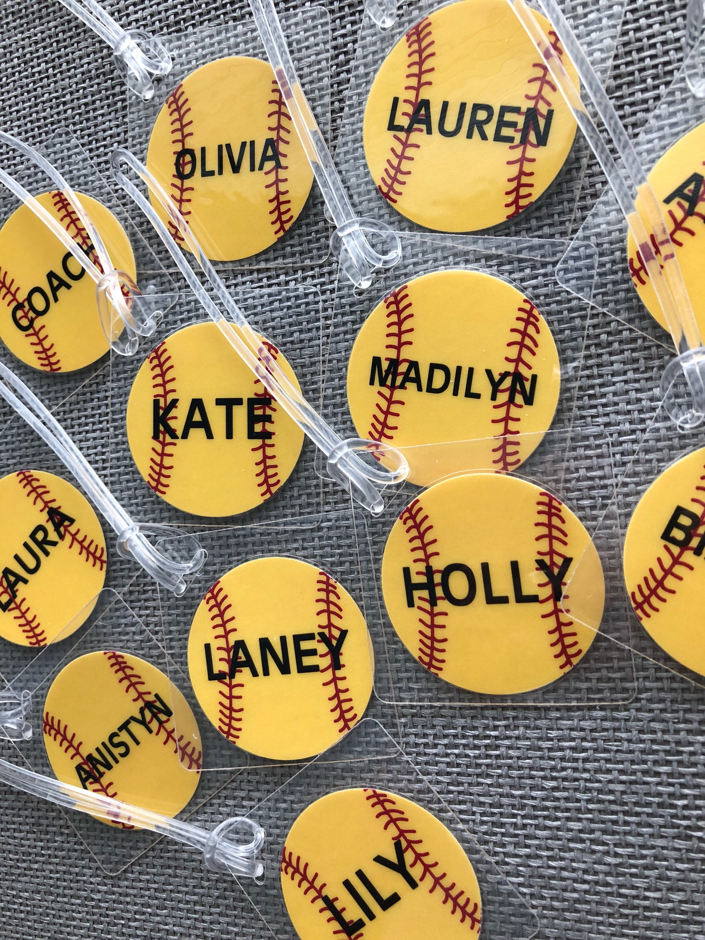 Softball Bag Tags Softball Gifts Softball Team Bag Tags Etsy