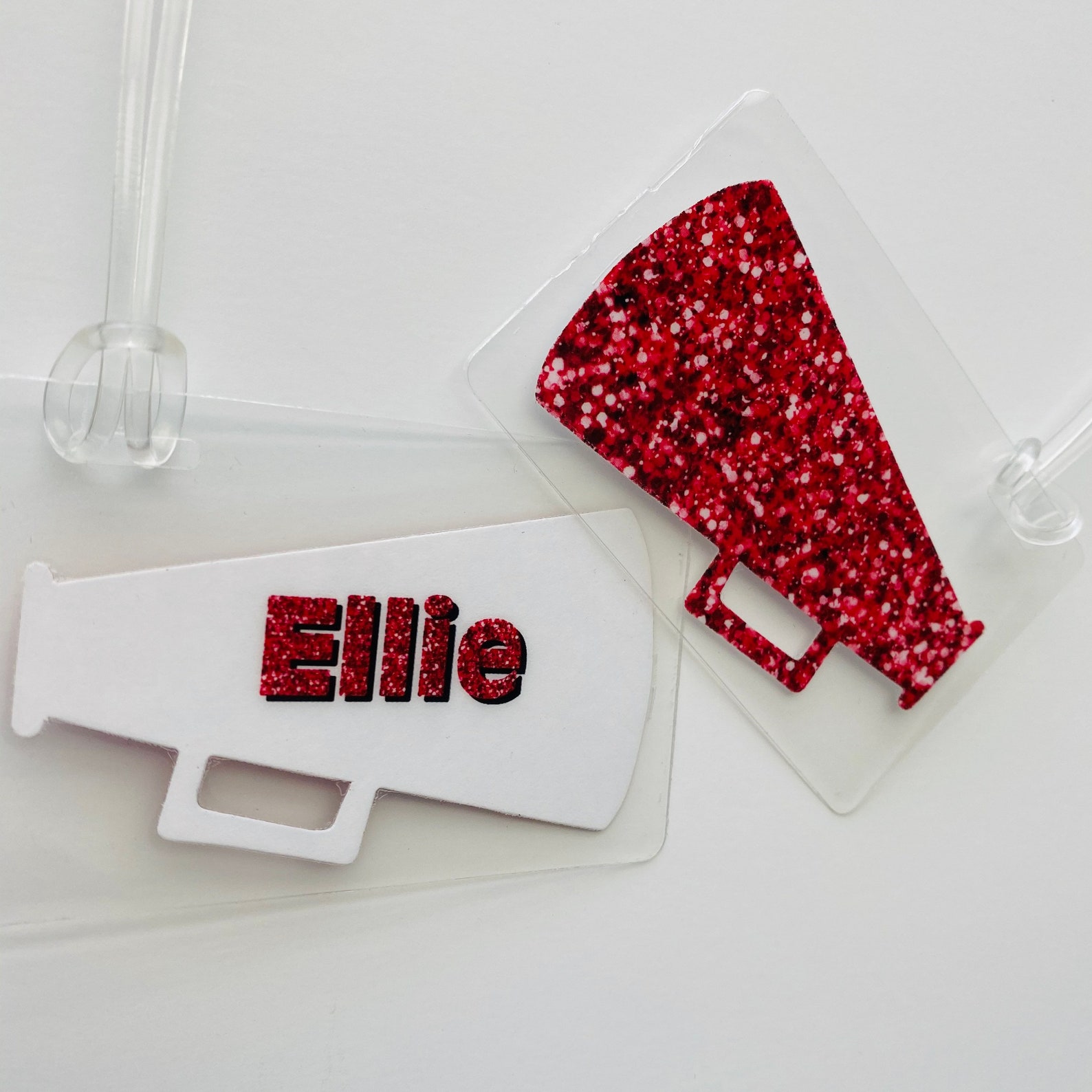 Bling Cheerleading Bag Tag Glitter Cheer Bag Tag Megaphone Etsy