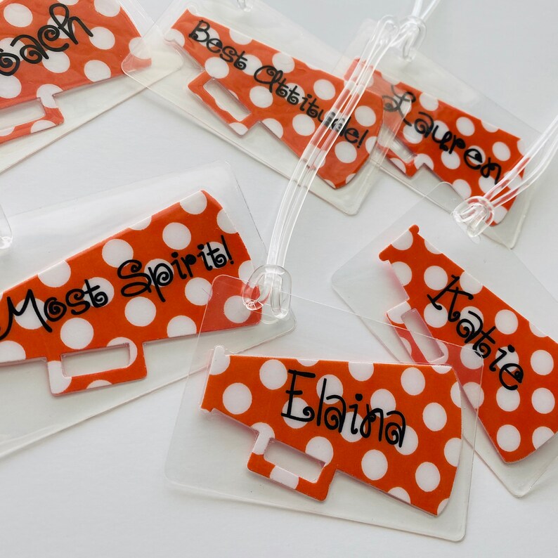 Megaphone Bag Tag Polka Dot Megaphone Cheer Bag Tag - Etsy