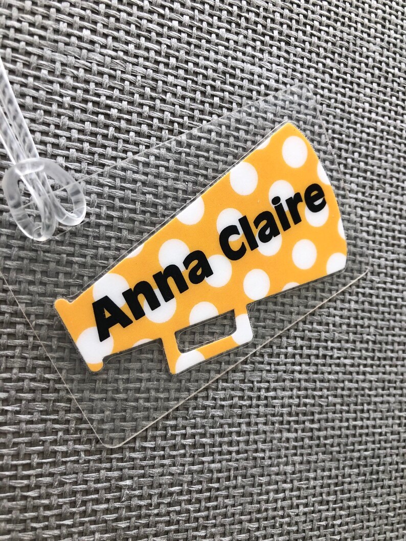 Megaphone Bag Tag Polka Dot Megaphone Cheer Bag Tag Etsy