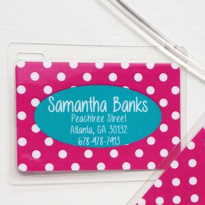 Personalized Polka Dot Luggage Name Tag for Bags, Custom Luggage Tag, Girls Weekend Gift