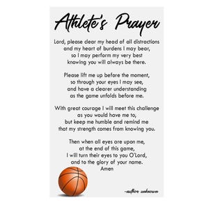 Étiquettes de sac de basket-ball imprimables 4 vers une page, prière de basket-ball prière d'athlète, taille d'étiquette de sac de prière d'athlète de basket-ball imprimable