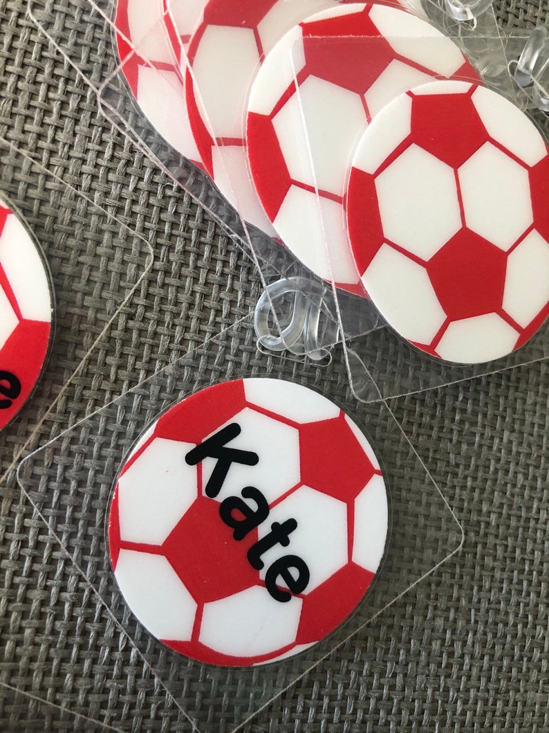 Soccer Bag Tag Soccer Party Favor Personalized Soccer Name Tag Etsy
