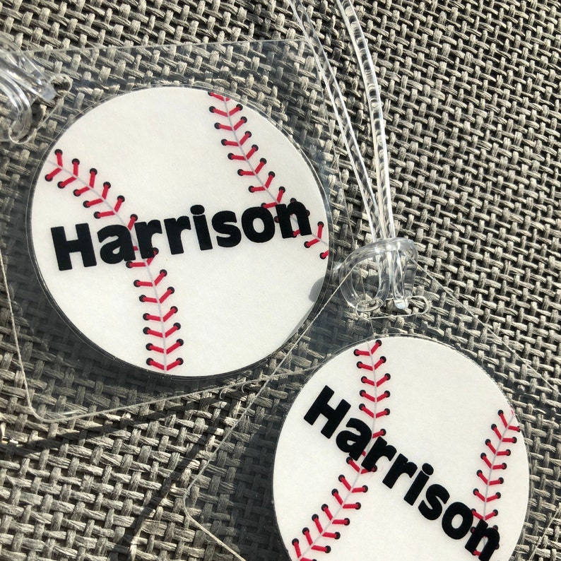Baseball Name Tag Baseball Bag Tag Baseball Party Favor Etsy