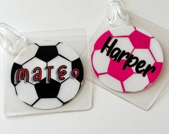 Soccer Personalized Bag Tag: Custom Name ID for Gym Bags