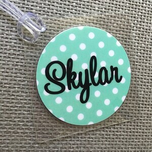 Polka Dot Bag Tag Initial Luggage Tag Polka Dot Luggage Tag Personalized Bag Tag Circle Bag Tag